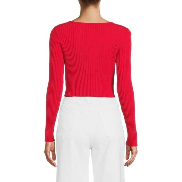 NWT $238 SOLID & STRIPED The Fleur Crop Cardigan in Red Sz L - Picture 2 of 4